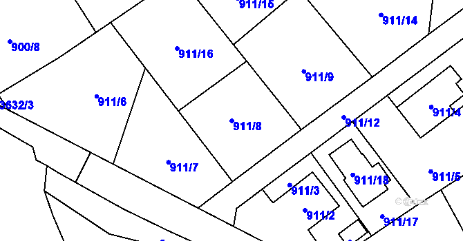 Parcela st. 911/8 v KÚ Ludgeřovice, Katastrální mapa