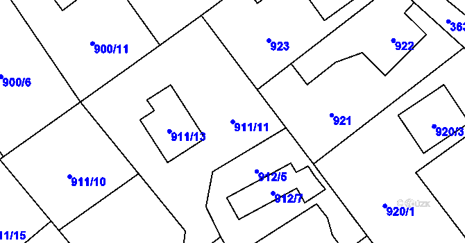 Parcela st. 911/11 v KÚ Ludgeřovice, Katastrální mapa