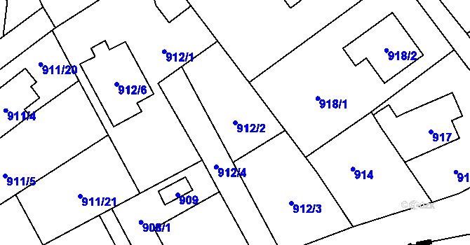 Parcela st. 912/2 v KÚ Ludgeřovice, Katastrální mapa