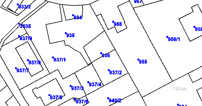 Parcela st. 936 v KÚ Ludgeřovice, Katastrální mapa