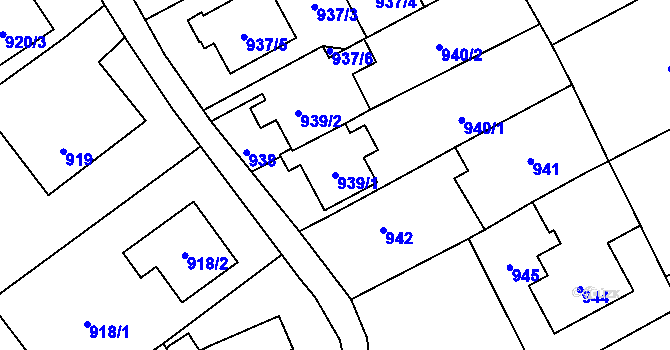 Parcela st. 939/1 v KÚ Ludgeřovice, Katastrální mapa