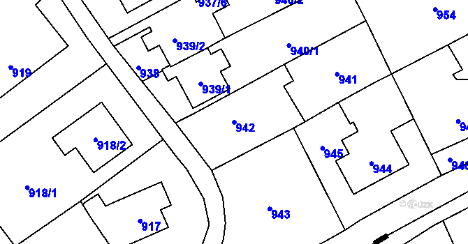 Parcela st. 942 v KÚ Ludgeřovice, Katastrální mapa