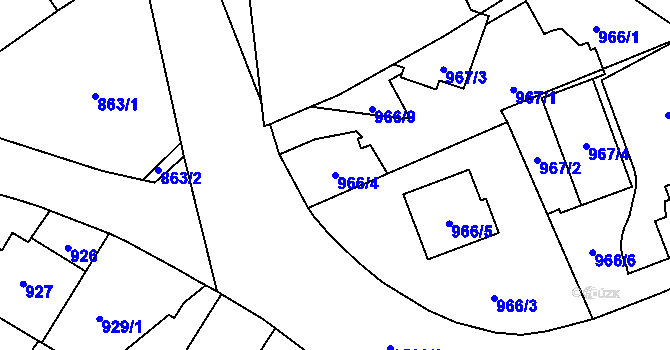 Parcela st. 966/4 v KÚ Ludgeřovice, Katastrální mapa