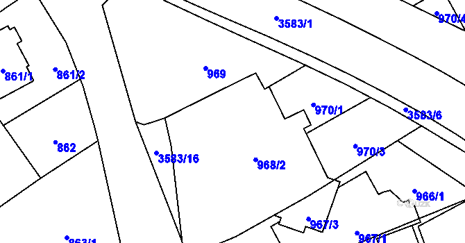 Parcela st. 968/1 v KÚ Ludgeřovice, Katastrální mapa