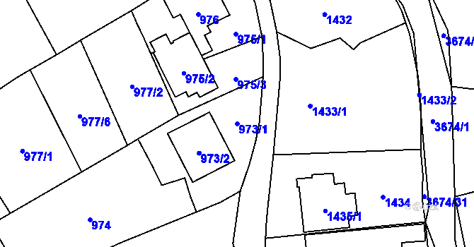 Parcela st. 973/1 v KÚ Ludgeřovice, Katastrální mapa