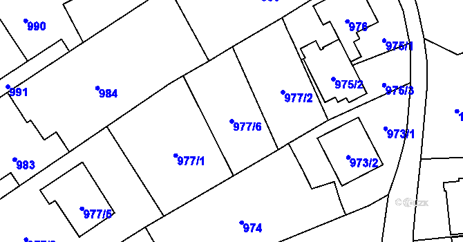 Parcela st. 977/6 v KÚ Ludgeřovice, Katastrální mapa
