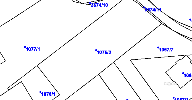 Parcela st. 1076/2 v KÚ Ludgeřovice, Katastrální mapa