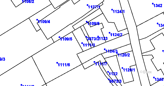 Parcela st. 1111/3 v KÚ Ludgeřovice, Katastrální mapa