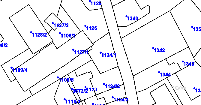 Parcela st. 1124/1 v KÚ Ludgeřovice, Katastrální mapa