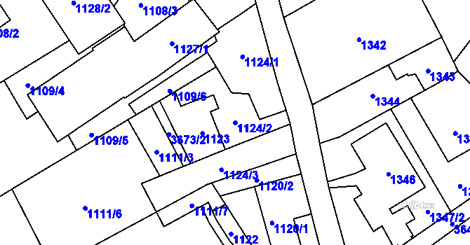 Parcela st. 1124/2 v KÚ Ludgeřovice, Katastrální mapa