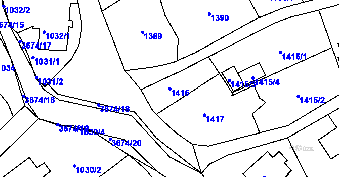 Parcela st. 1416 v KÚ Ludgeřovice, Katastrální mapa