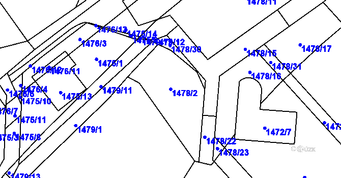 Parcela st. 1478/2 v KÚ Ludgeřovice, Katastrální mapa