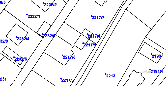 Parcela st. 2217/9 v KÚ Ludgeřovice, Katastrální mapa