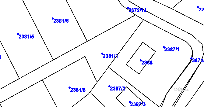 Parcela st. 2381/1 v KÚ Ludgeřovice, Katastrální mapa