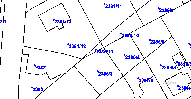 Parcela st. 2385/11 v KÚ Ludgeřovice, Katastrální mapa