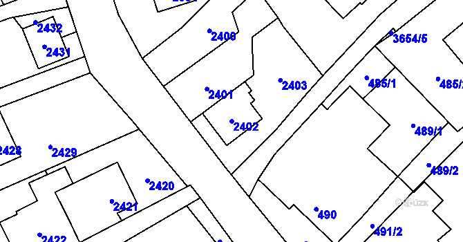 Parcela st. 2402 v KÚ Ludgeřovice, Katastrální mapa