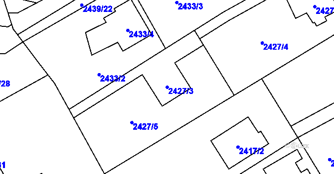 Parcela st. 2427/3 v KÚ Ludgeřovice, Katastrální mapa