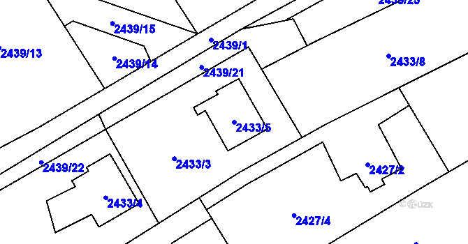Parcela st. 2433/5 v KÚ Ludgeřovice, Katastrální mapa