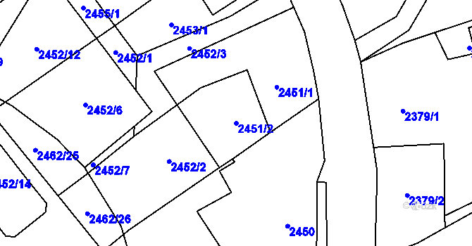 Parcela st. 2451/2 v KÚ Ludgeřovice, Katastrální mapa