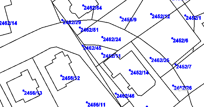 Parcela st. 2452/11 v KÚ Ludgeřovice, Katastrální mapa