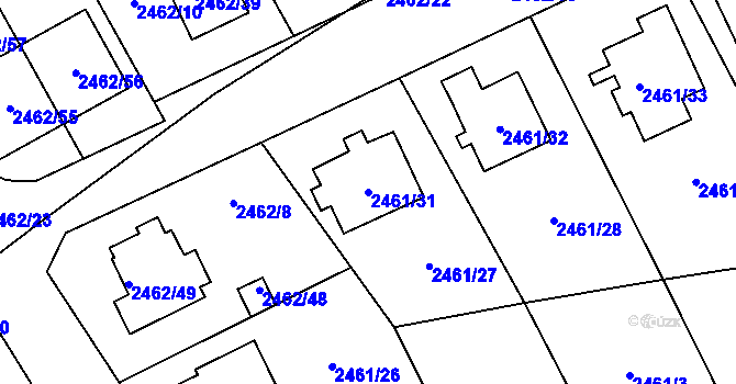Parcela st. 2461/31 v KÚ Ludgeřovice, Katastrální mapa