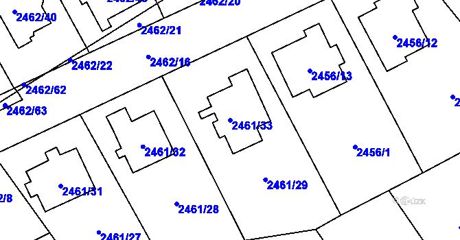 Parcela st. 2461/33 v KÚ Ludgeřovice, Katastrální mapa