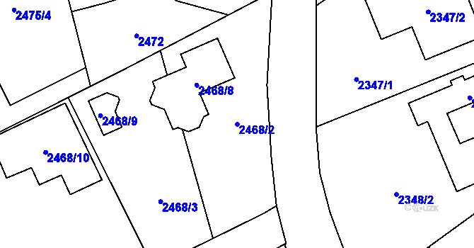 Parcela st. 2468/2 v KÚ Ludgeřovice, Katastrální mapa