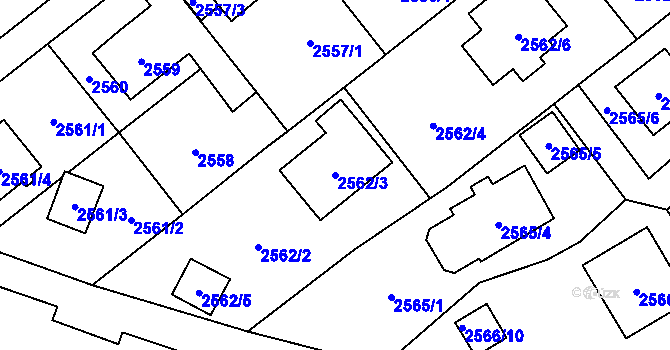 Parcela st. 2562/3 v KÚ Ludgeřovice, Katastrální mapa