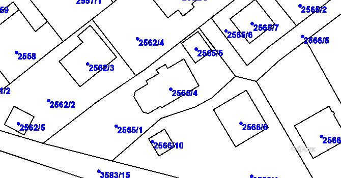 Parcela st. 2565/4 v KÚ Ludgeřovice, Katastrální mapa