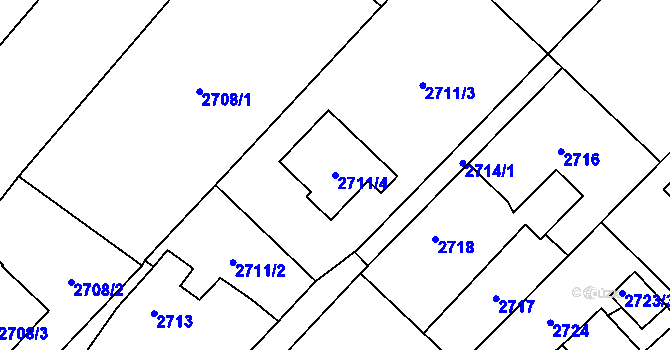 Parcela st. 2711/4 v KÚ Ludgeřovice, Katastrální mapa