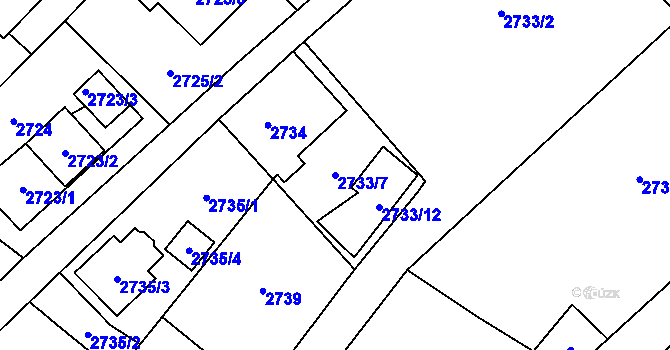 Parcela st. 2733/7 v KÚ Ludgeřovice, Katastrální mapa
