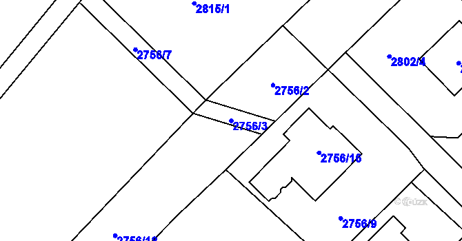 Parcela st. 2756/3 v KÚ Ludgeřovice, Katastrální mapa