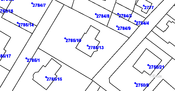 Parcela st. 2785/13 v KÚ Ludgeřovice, Katastrální mapa
