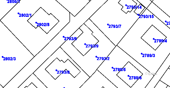 Parcela st. 2793/9 v KÚ Ludgeřovice, Katastrální mapa