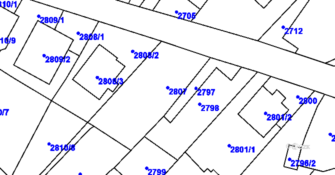 Parcela st. 2807 v KÚ Ludgeřovice, Katastrální mapa