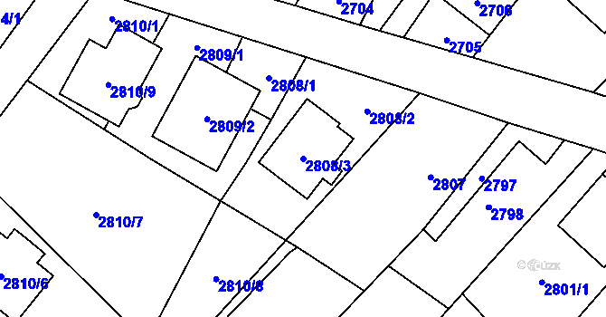Parcela st. 2808/3 v KÚ Ludgeřovice, Katastrální mapa