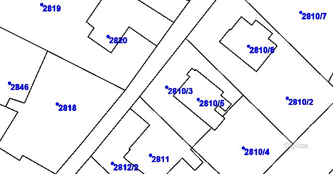 Parcela st. 2810/3 v KÚ Ludgeřovice, Katastrální mapa