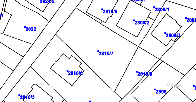 Parcela st. 2810/7 v KÚ Ludgeřovice, Katastrální mapa