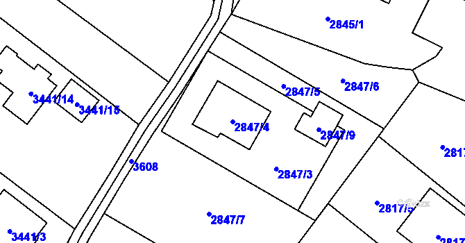 Parcela st. 2847/4 v KÚ Ludgeřovice, Katastrální mapa