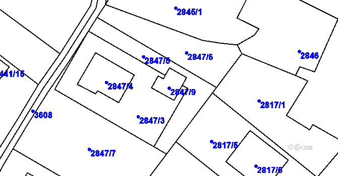 Parcela st. 2847/9 v KÚ Ludgeřovice, Katastrální mapa