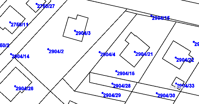 Parcela st. 2904/4 v KÚ Ludgeřovice, Katastrální mapa