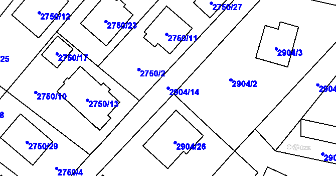 Parcela st. 2904/14 v KÚ Ludgeřovice, Katastrální mapa