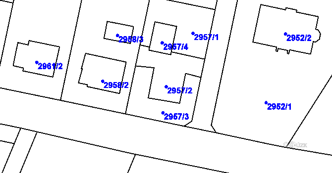 Parcela st. 2957/2 v KÚ Ludgeřovice, Katastrální mapa
