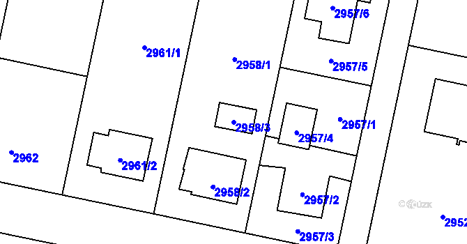 Parcela st. 2958/3 v KÚ Ludgeřovice, Katastrální mapa