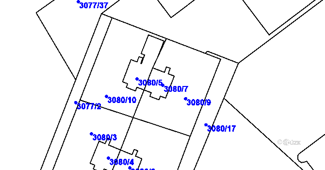 Parcela st. 3080/7 v KÚ Ludgeřovice, Katastrální mapa