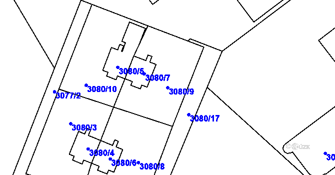 Parcela st. 3080/9 v KÚ Ludgeřovice, Katastrální mapa
