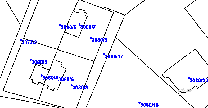 Parcela st. 3080/17 v KÚ Ludgeřovice, Katastrální mapa