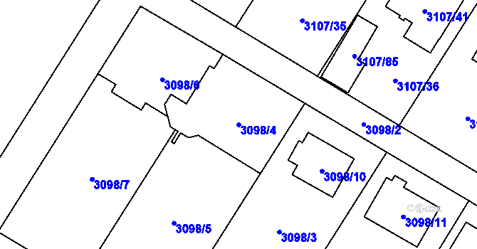 Parcela st. 3098/4 v KÚ Ludgeřovice, Katastrální mapa