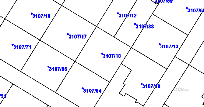 Parcela st. 3107/18 v KÚ Ludgeřovice, Katastrální mapa
