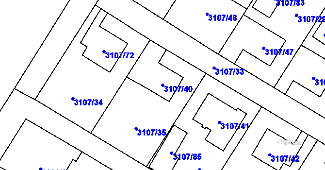 Parcela st. 3107/40 v KÚ Ludgeřovice, Katastrální mapa
